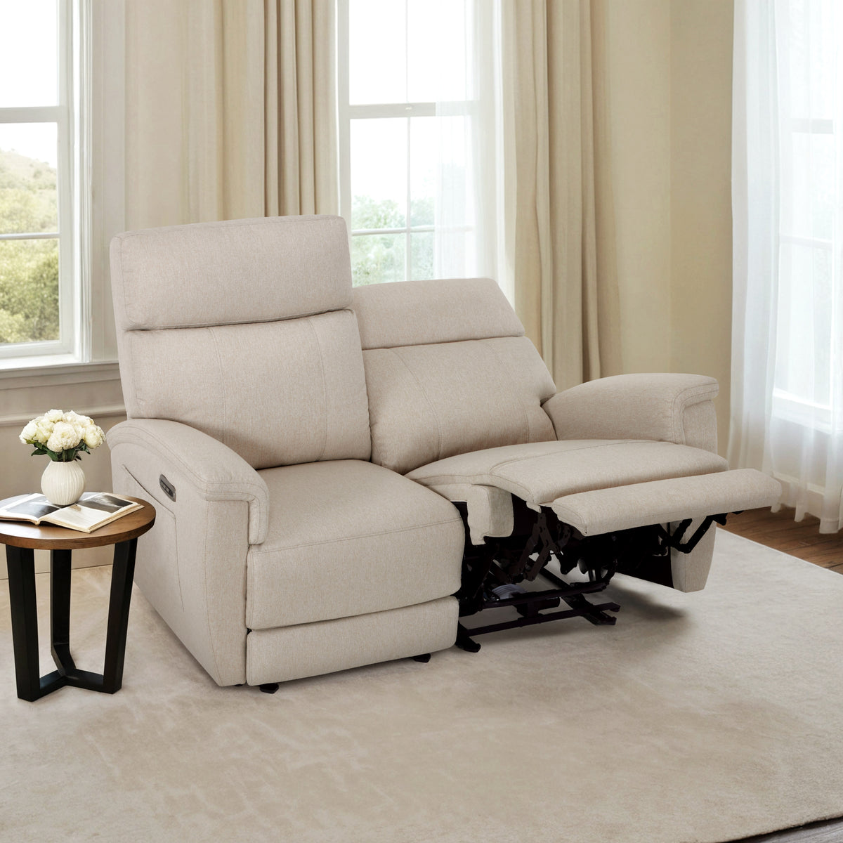 Power Loveseat Recliner with Massage and Dual Heating, Fabric PR606M1 ...