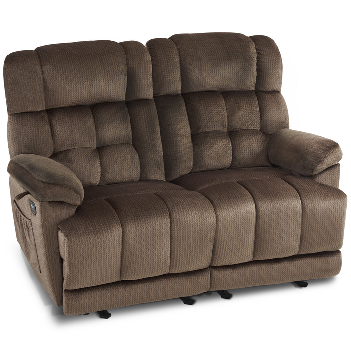 MCombo Fabric Power Loveseat Recliner, Electric Reclining Loveseat Sofa with Heat and Massage, USB Charge Port for Living Room 6237