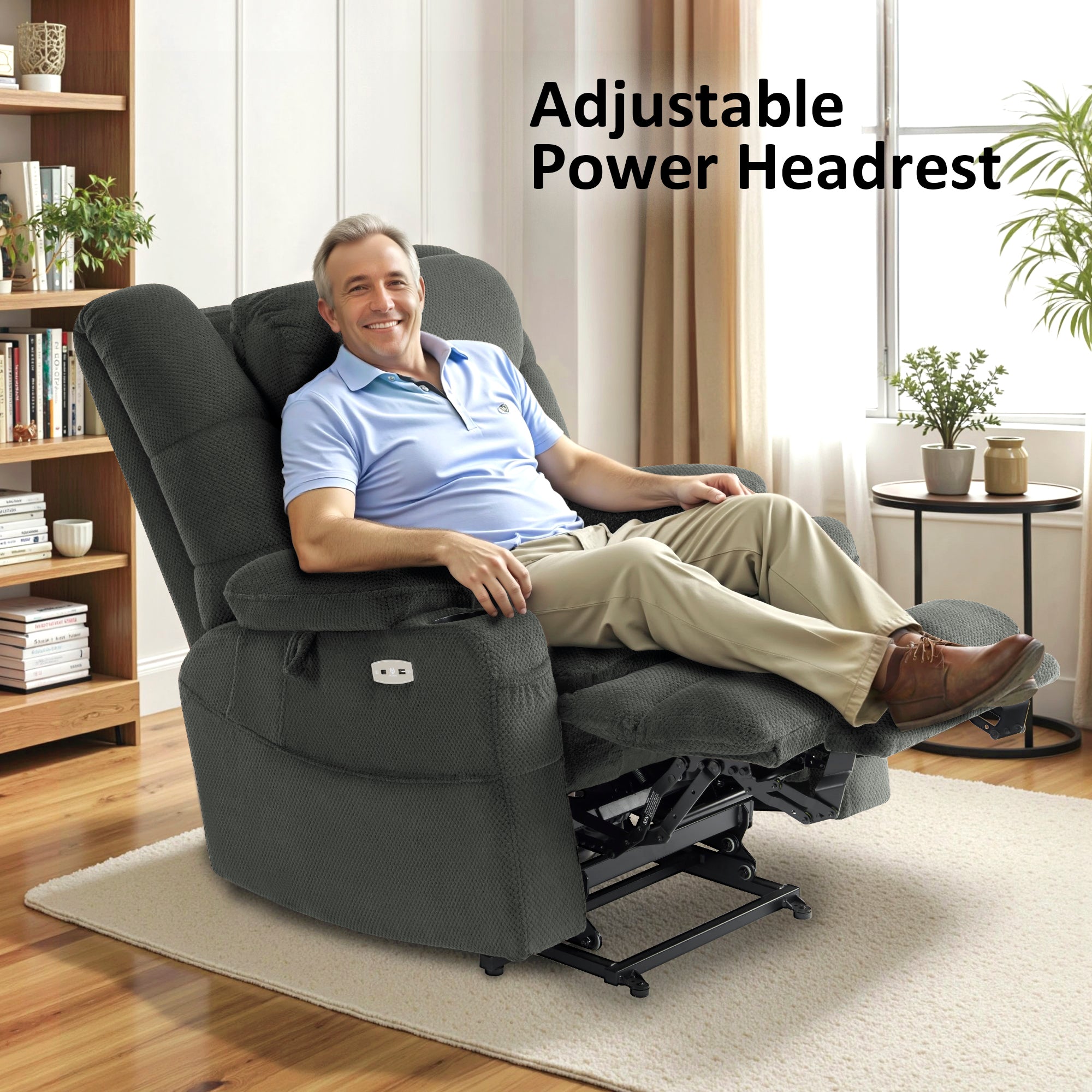 Power Lift Recliner Chair, Triple Motor, Massage and Heat, Fabric 7634|7631|7632|R7635