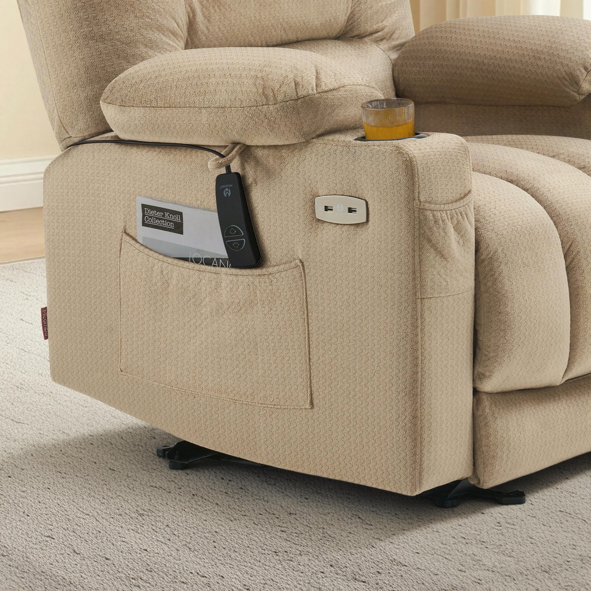 Power Recliner Chair with Heat and Massage, Fabric 6079|PR670|PR671