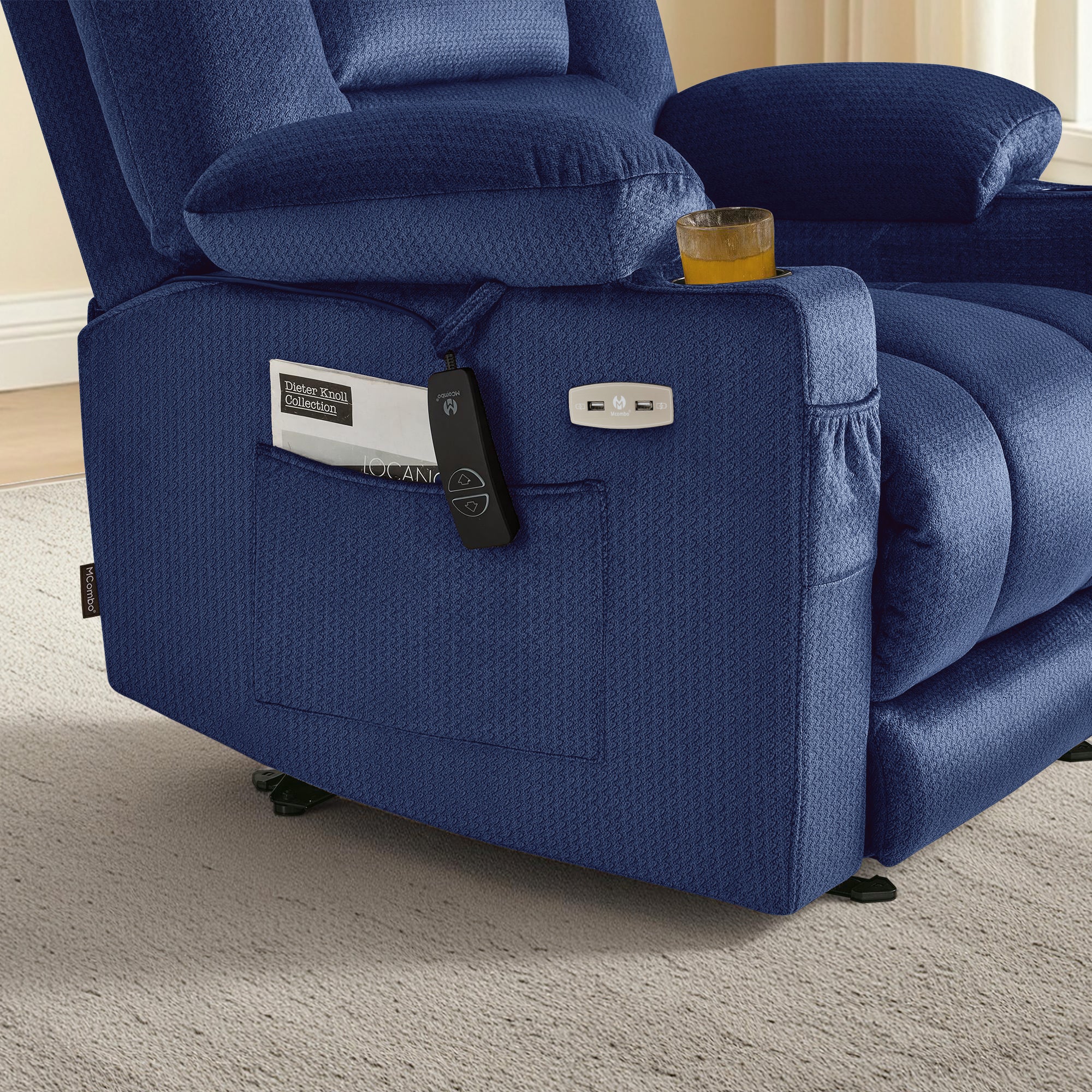 Power Recliner Chair with Heat and Massage, Fabric 6079|PR670|PR671
