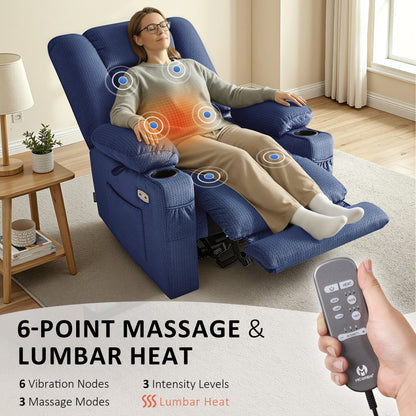 Power Recliner Chair with Heat and Massage, Fabric 6079|PR670|PR671