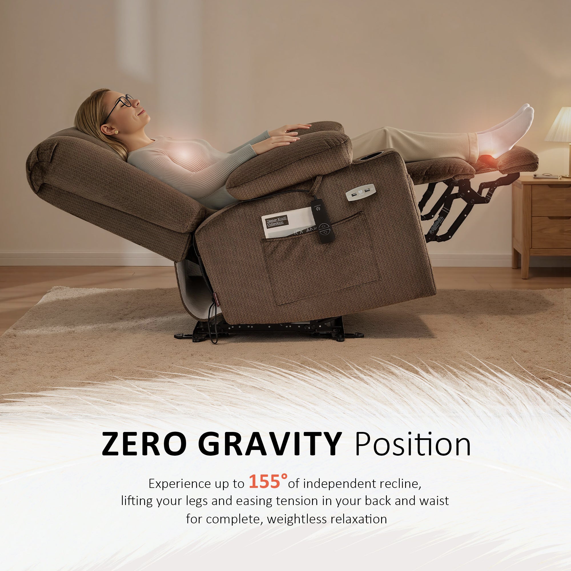 Power Recliner Chair with Heat and Massage, Fabric 6079|PR670|PR671
