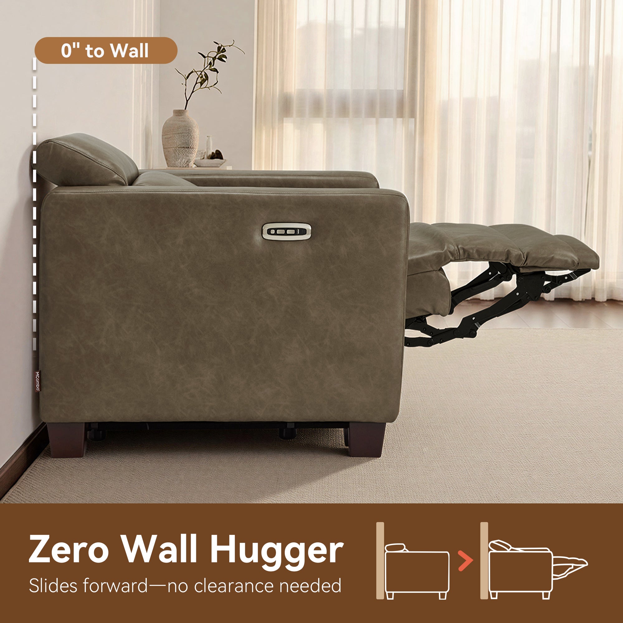 61.4'' Wall Hugger Power Loveseat for Small Spaces HL198M1