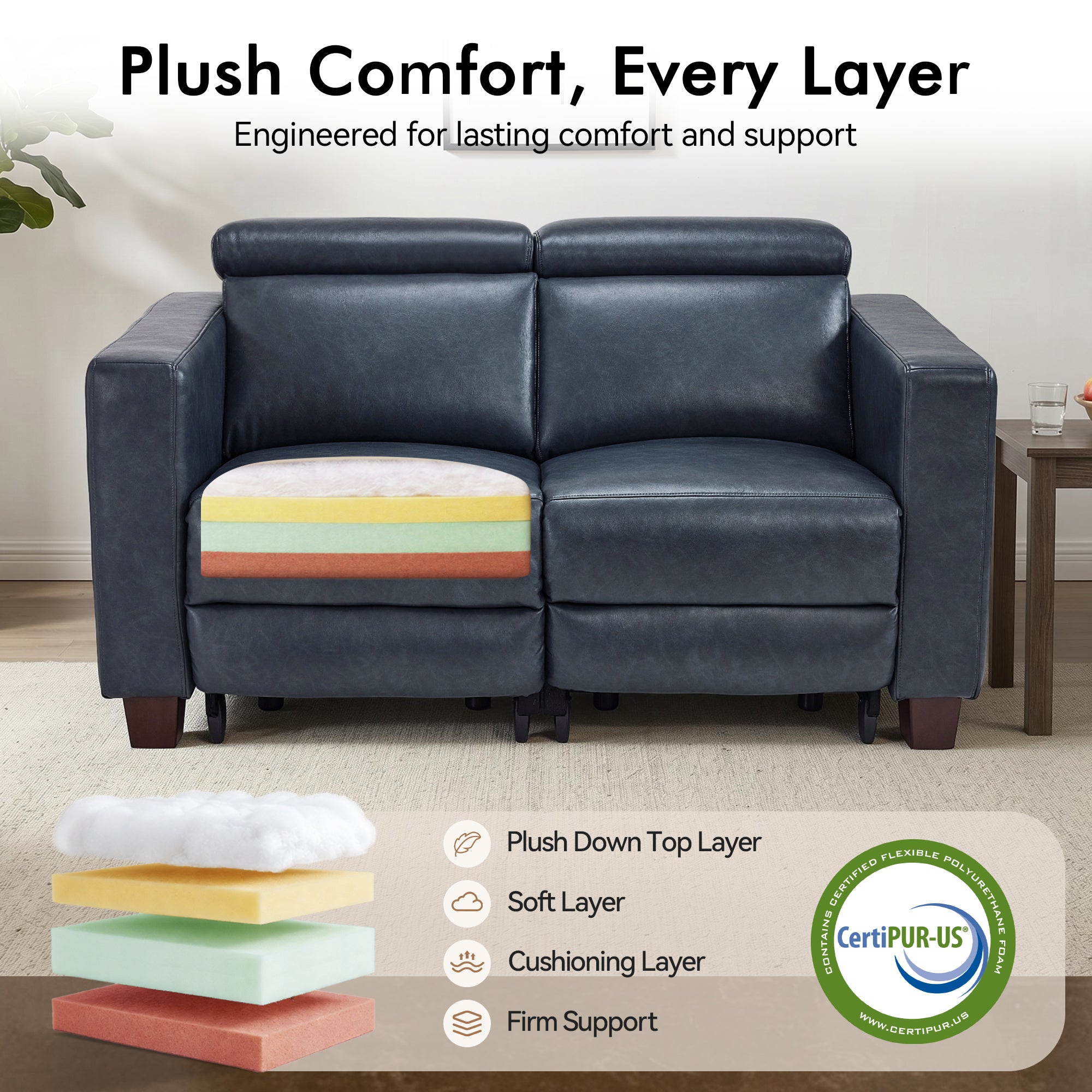 61.4'' Wall Hugger Power Loveseat for Small Spaces HL198M1|HL198M3
