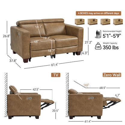 61.4'' Wall Hugger Power Loveseat for Small Spaces HL198M1|HL198M3