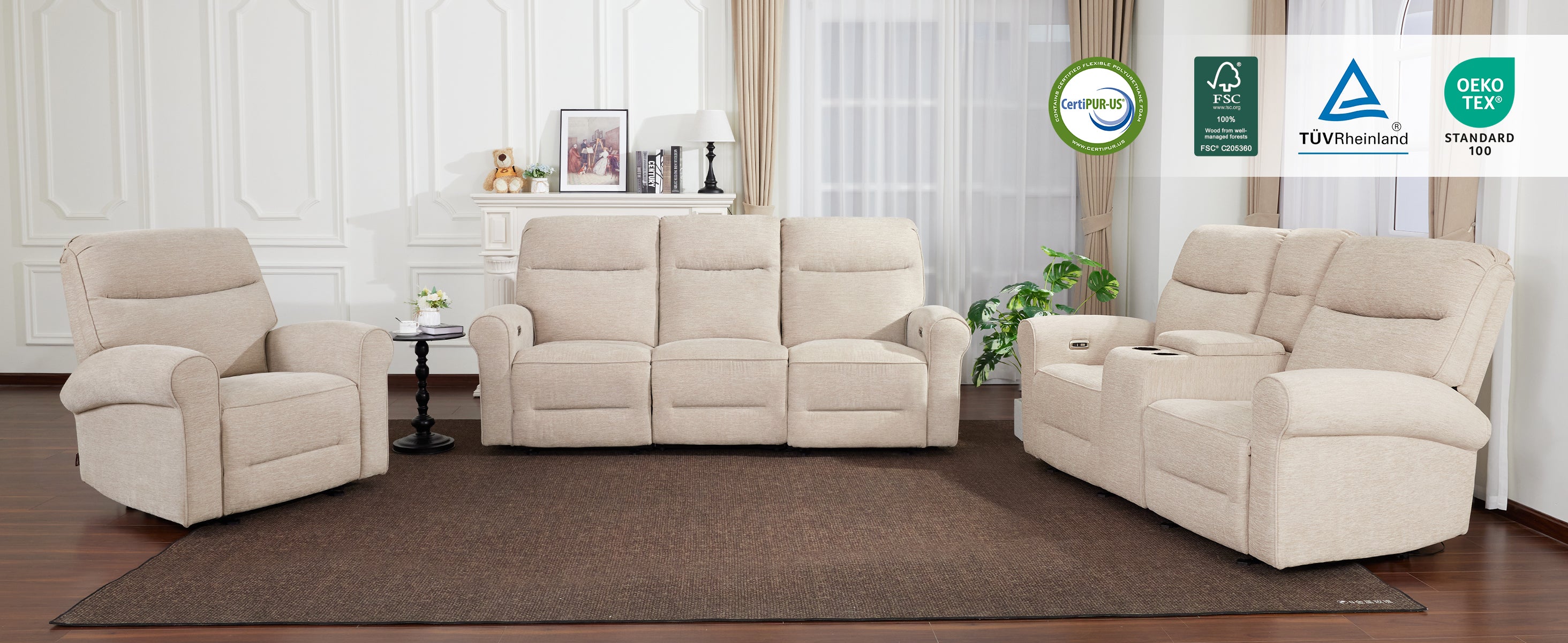 Wall Hugger Power Reclining Loveseat, Farbic PR635M1 – MCombo