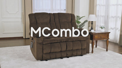 Power Reclining Loveseat with Heat and Massage, Fabric RS6314