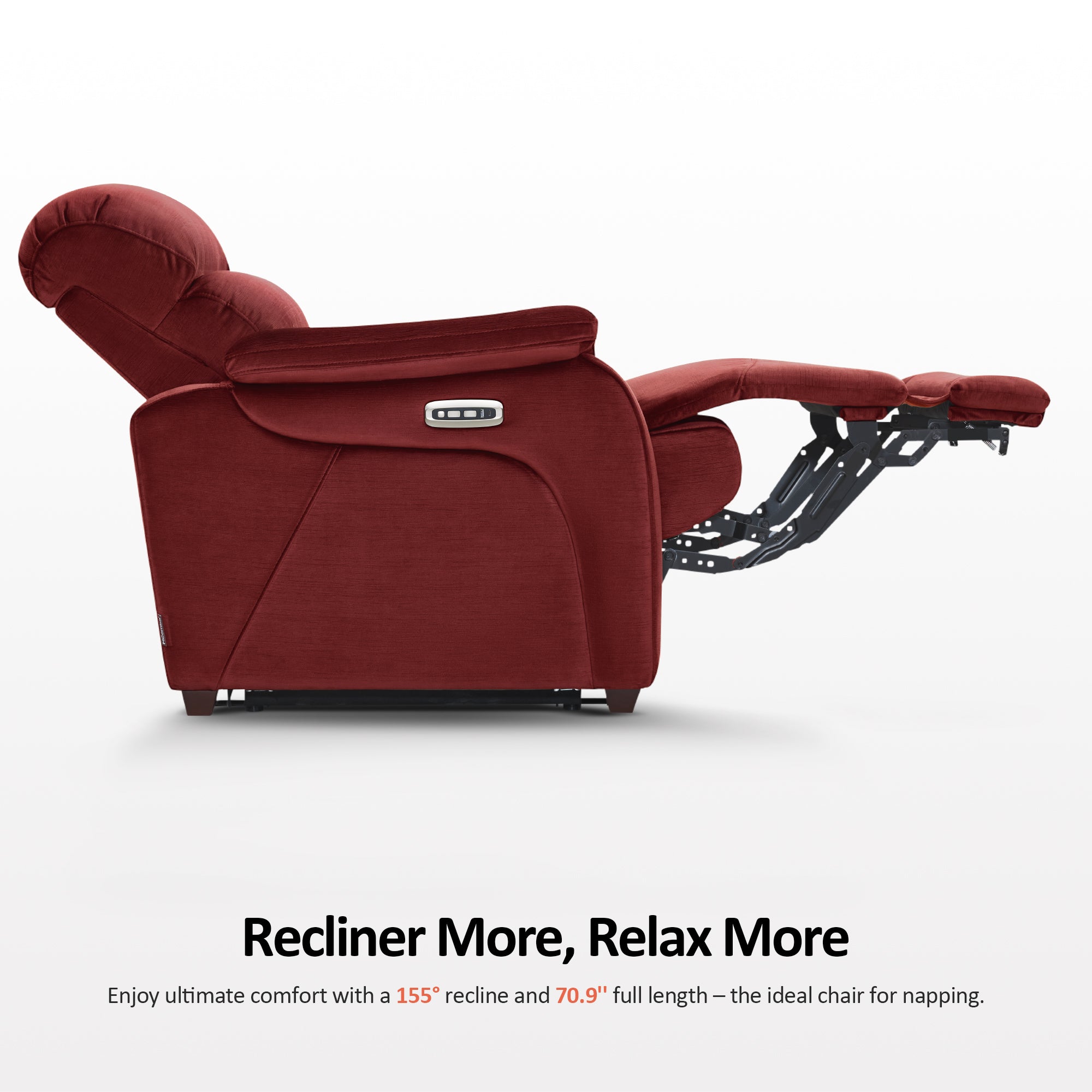 Zero Wall-Hugger Power Recliner Chair, Small Spaces and RV, Fabric ST257