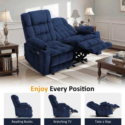 Power Reclining Loveseat with Heat and Massage, Fabric 6314|6316M3