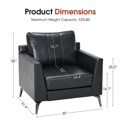 Stationary Accent Chair, Faux Leather 4629