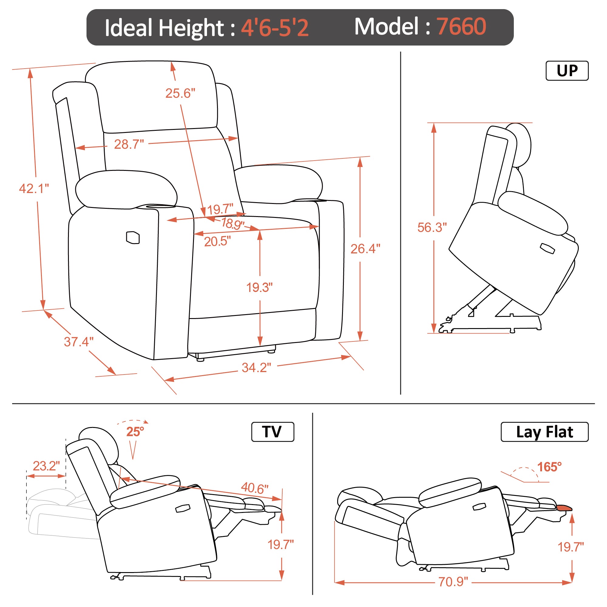Power Lift Recliner Chair, Triple Motor, Massage and Heat, Fabric 7661|7662|7664