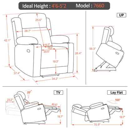 Power Lift Recliner Chair, Triple Motor, Massage and Heat, Fabric 7661|7662|7664
