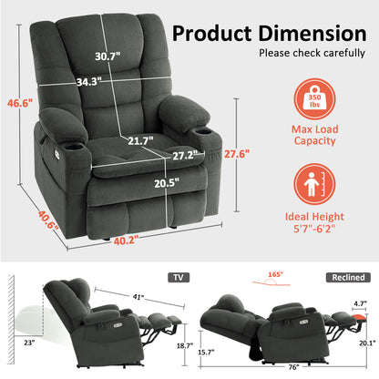Power Lift Recliner Chair, Triple Motor, Massage and Heat, Fabric 7634|7631|7632|R7635