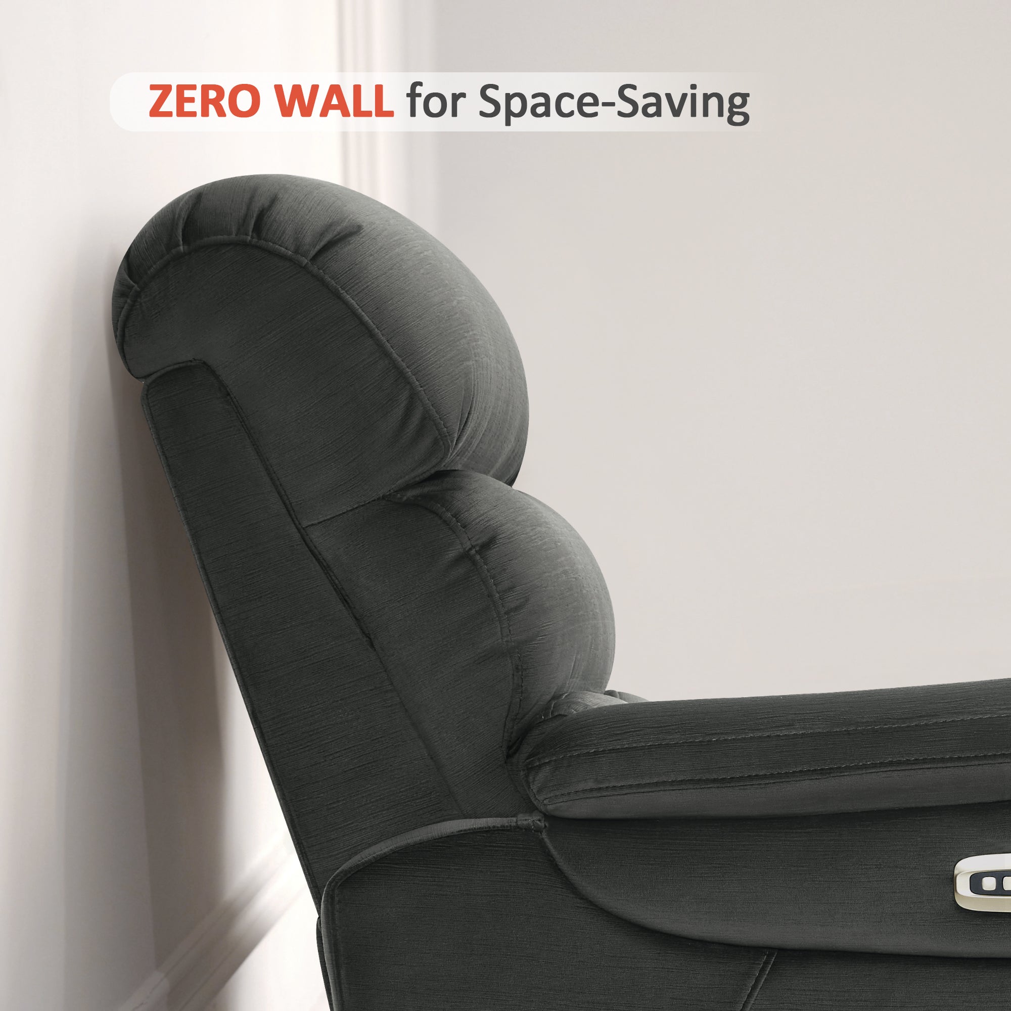 Zero Wall-Hugger Power Recliner Chair, Small Spaces and RV, Fabric ST257