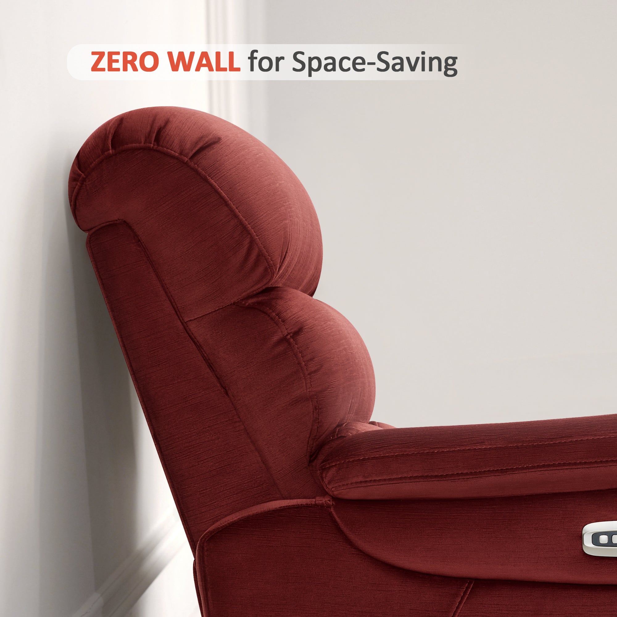 Zero Wall-Hugger Power Recliner Chair, Small Spaces and RV, Fabric ST257