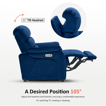 Zero Wall-Hugger Power Recliner Chair, Small Spaces and RV, Fabric ST257