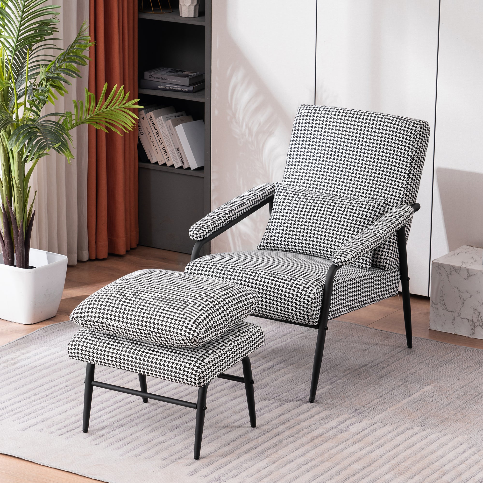 Accent Chair with Ottoman, Fabric 4123