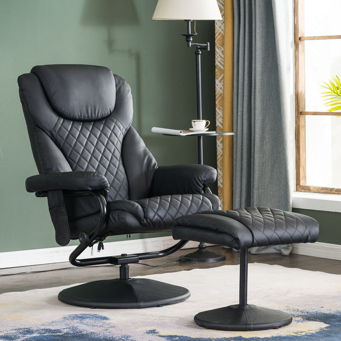 MCombo Recliner with Ottoman, Reclining Chair with Massage, 360 Swivel Living Room Chair Faux Leather, 4901