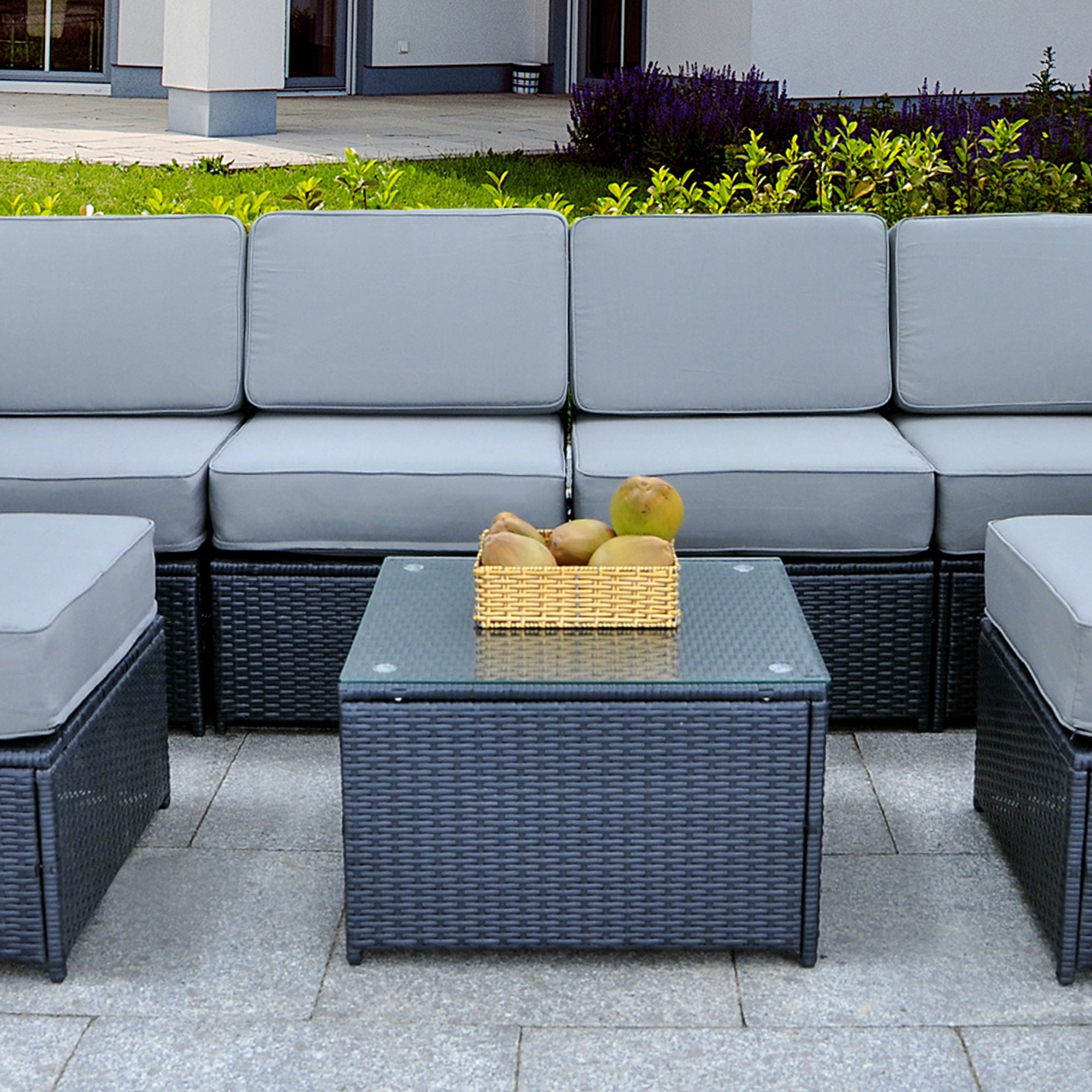 Patio Rattan Wicker Sofa with Coffee Table, 1005TT
