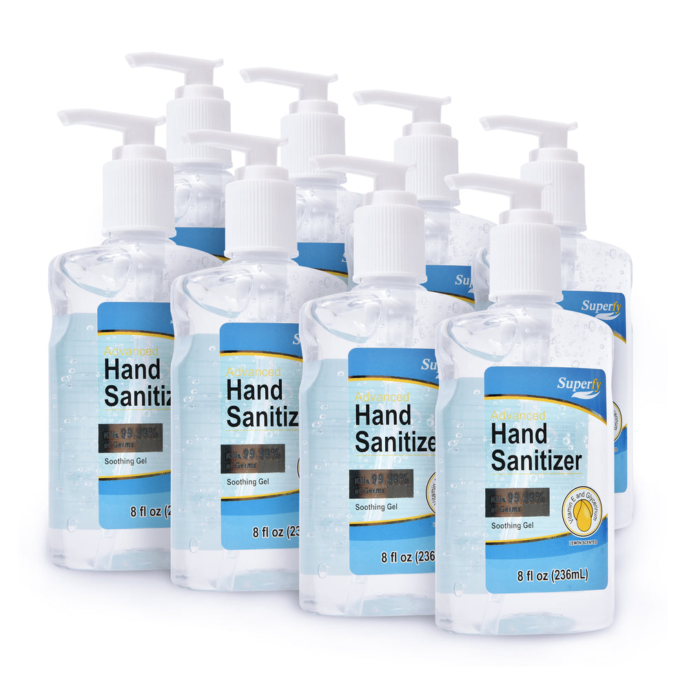 Superfy Press Hand Sanitizer, Moisturizing Gel Hand Wash with Pump,No-wash,Quick-drying  8 fl.oz (Pack of 8)