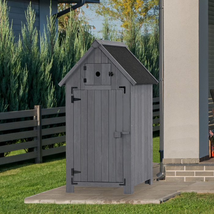 MCombo Outdoor Wood Storage Cabinet, Small Size Garden Shed with Door and Shelves, Outside Tools Cabinet for Patio (30.3”x21.5”x56”) 0733