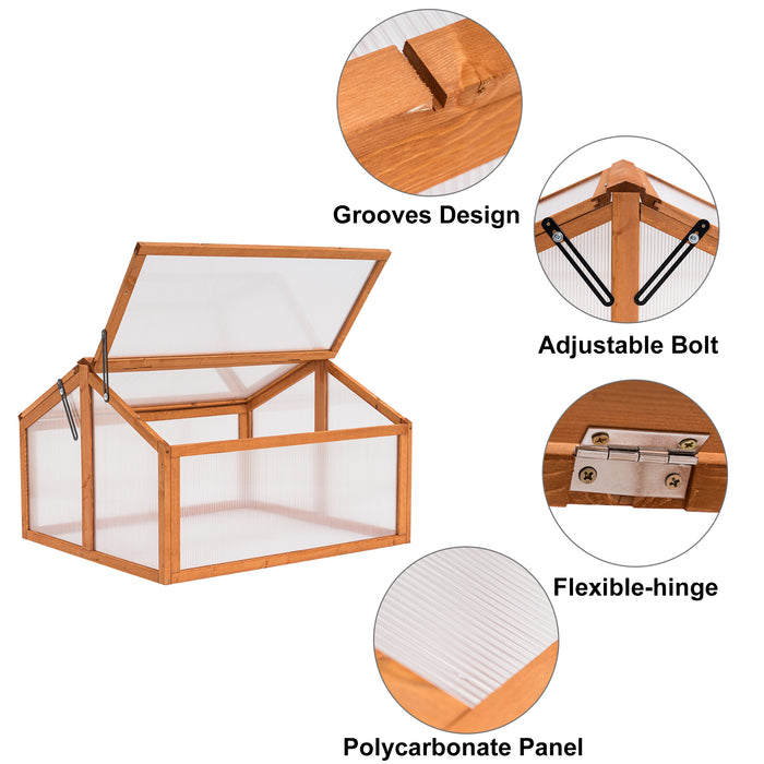 MCombo Double Box Wooden Greenhouse Cold Frame Raised Plants Bed Protection 6057-0145