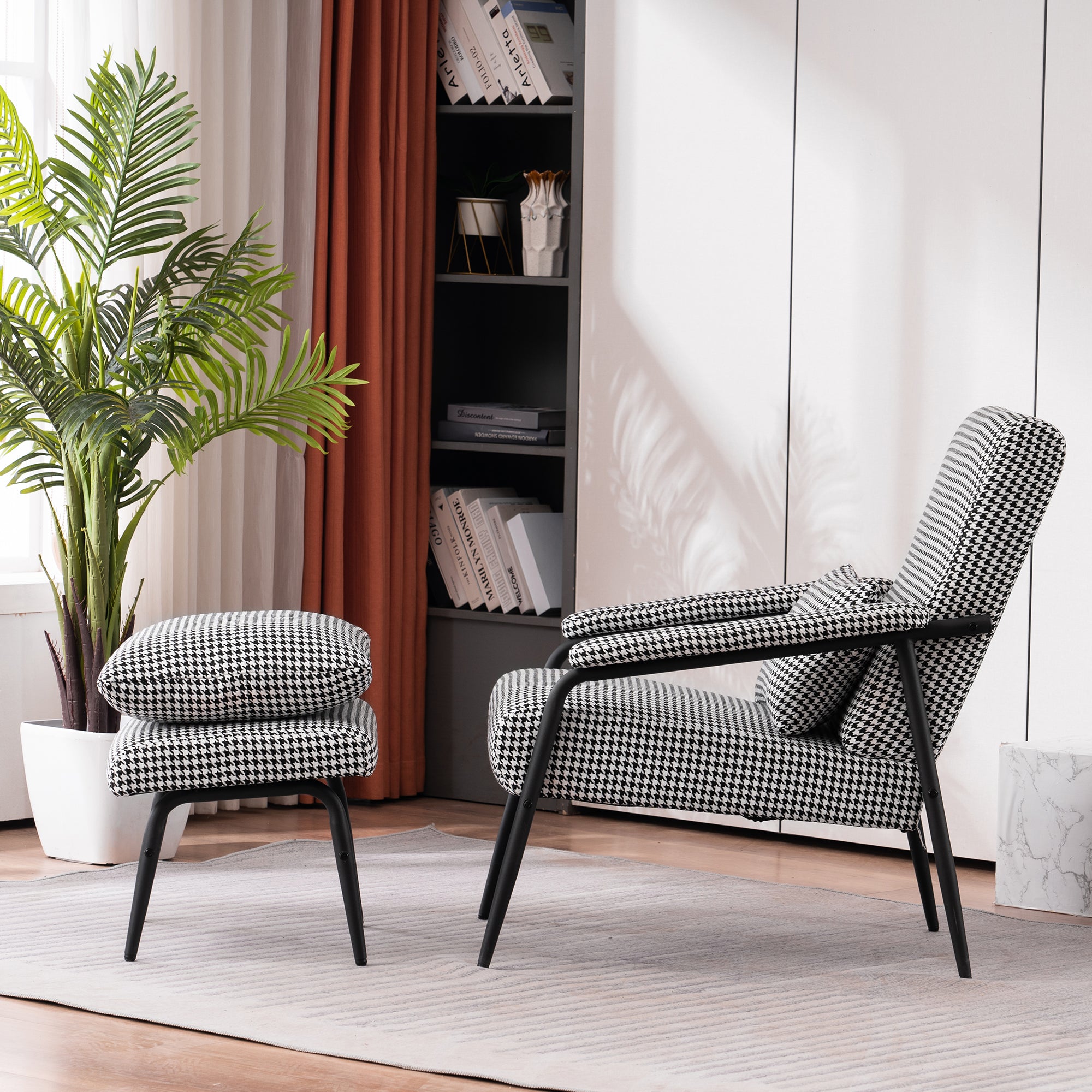 Accent Chair with Ottoman, Fabric 4123