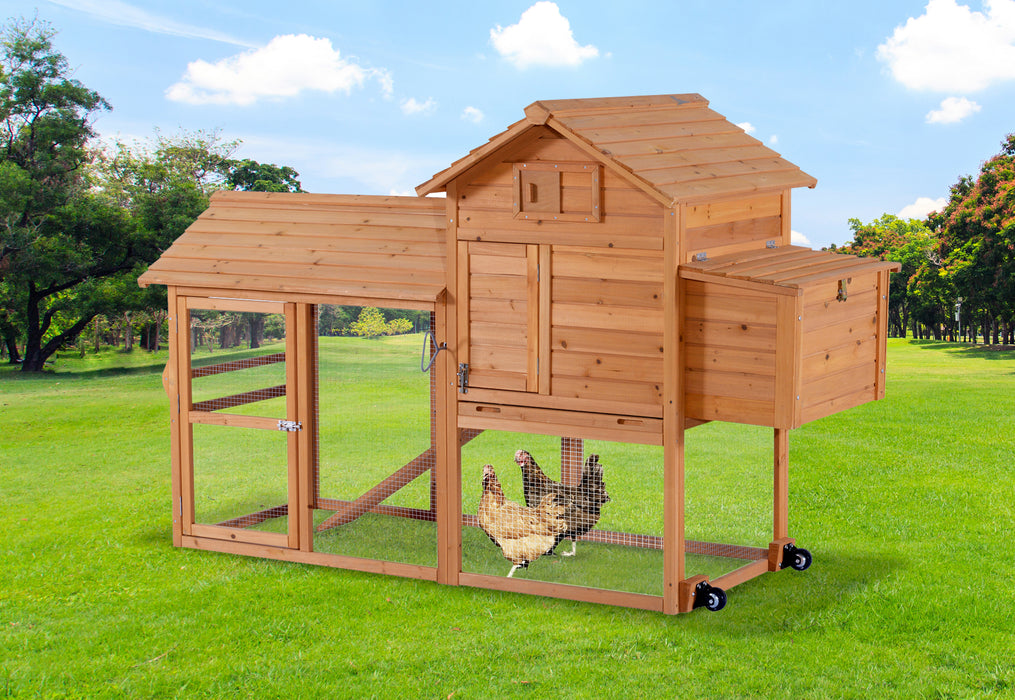 Lovupet Chicken Coop Rabbit Poultry Hen House Pet Cage Backyard Supply Retractable Wheel 6010-0309L