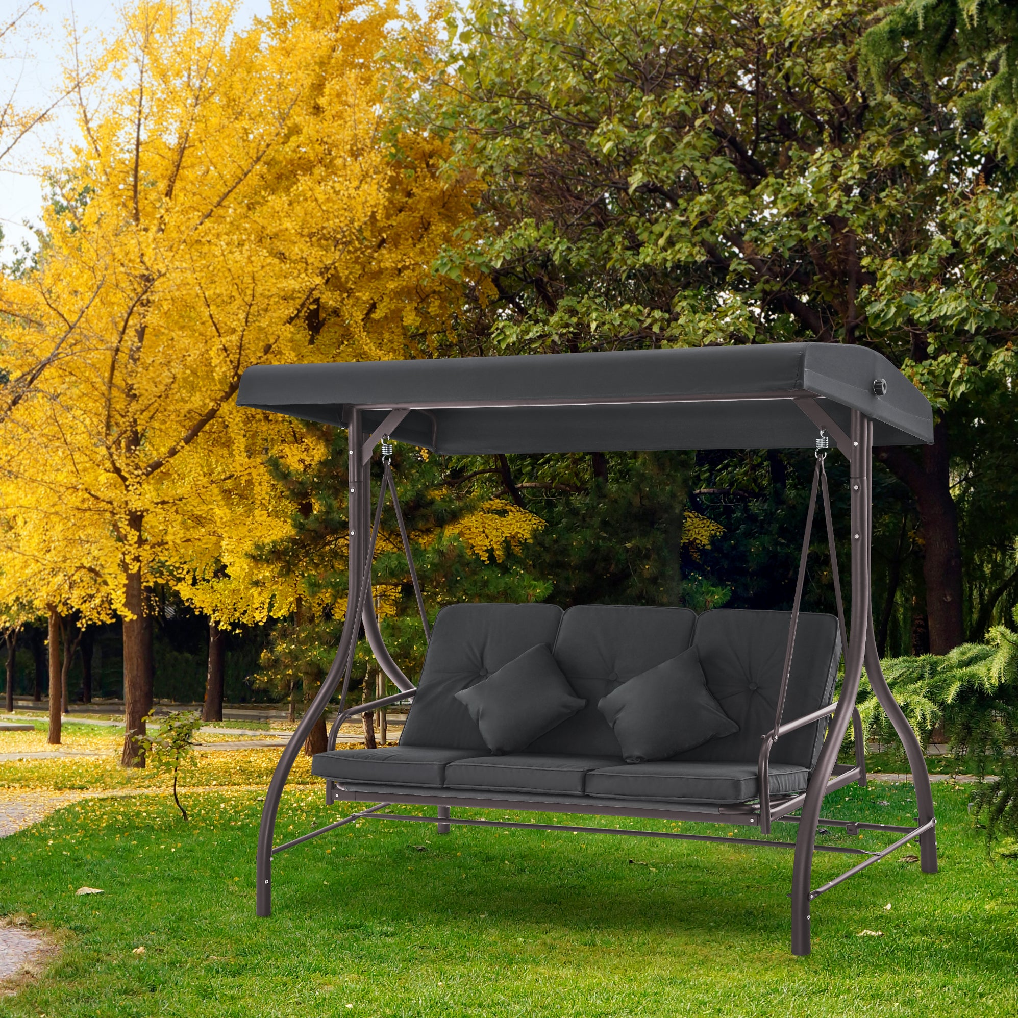 Porch Swing With Canopy MCombo 3-Seat Patio Swing With