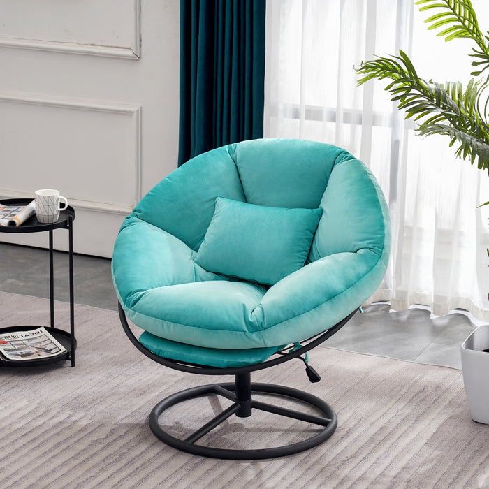 Mcombo Swivel Papasan Chairs, Gas Lift Cozy Chair with Height Adjustment, Velvet Rocking Saucer Chair for Living Room Bedroom HQ405