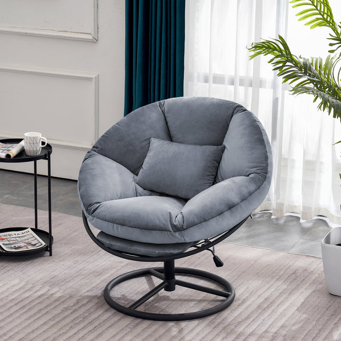 Mcombo Swivel Papasan Chairs, Gas Lift Cozy Chair with Height Adjustment, Velvet Rocking Saucer Chair for Living Room Bedroom HQ405