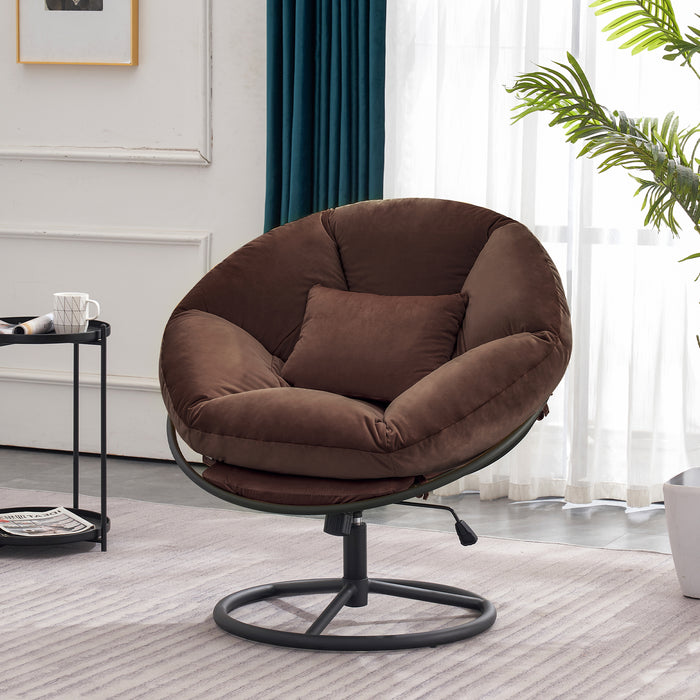 Mcombo Swivel Papasan Chairs, Gas Lift Cozy Chair with Height Adjustment, Velvet Rocking Saucer Chair for Living Room Bedroom HQ405