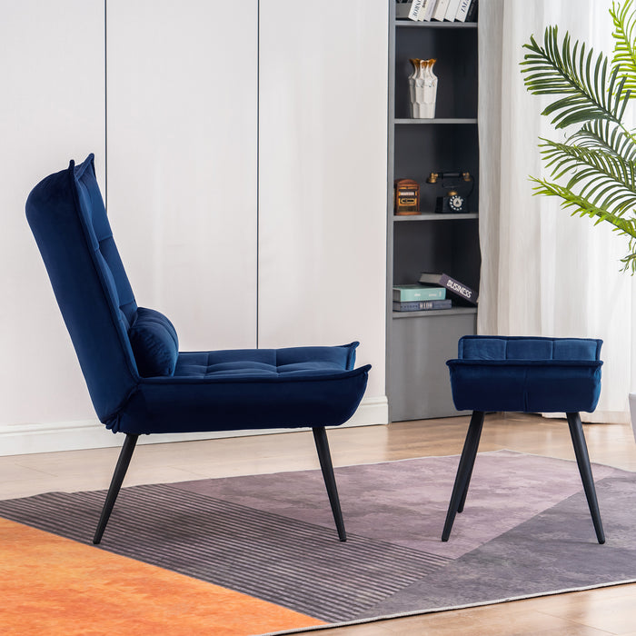 Velvet chair online with ottoman