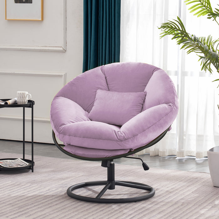 Mcombo Swivel Papasan Chairs, Gas Lift Cozy Chair with Height Adjustment, Velvet Rocking Saucer Chair for Living Room Bedroom HQ405