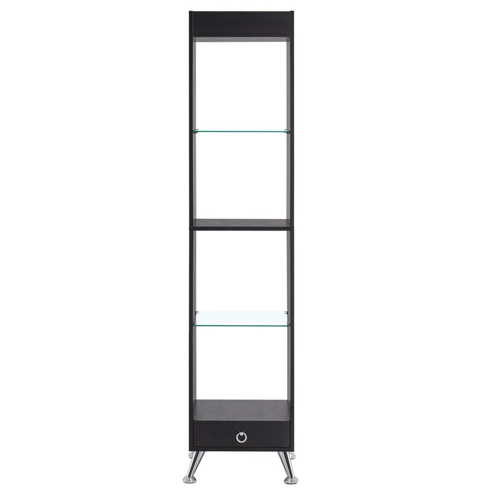 Mcombo tall bookshelf for small spaces, narrow bookcase with adjustable display shelf Seal Brown or Matte White 6090-BS807