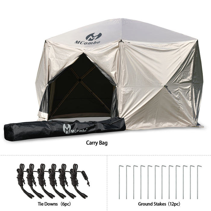 Mcombo Gazebo Tent Pop-Up Portable 6-Sided Hub Durable Screen Tent (6-8 Person) 6052-C1024-6PC
