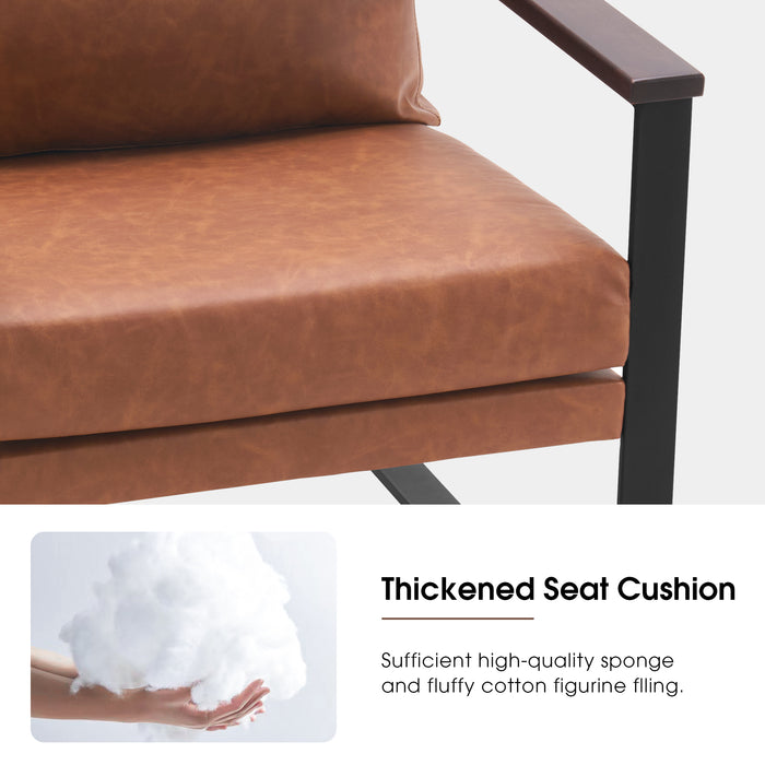 MCombo Modern Accent Chairs, Armchair with Upholstered Cushion, Faux Leather Lounge Chairs for Living Room Bedroom HQ304