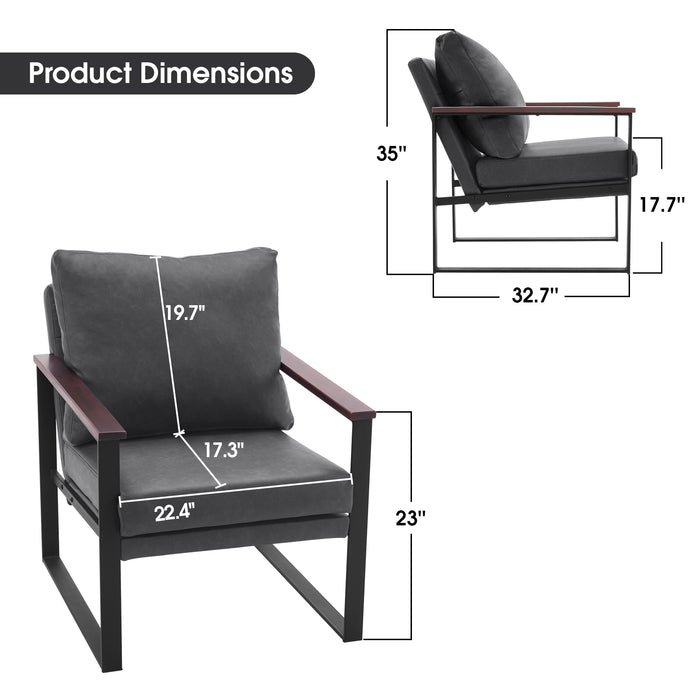 MCombo Modern Accent Chairs, Armchair with Upholstered Cushion, Faux Leather Lounge Chairs for Living Room Bedroom HQ304