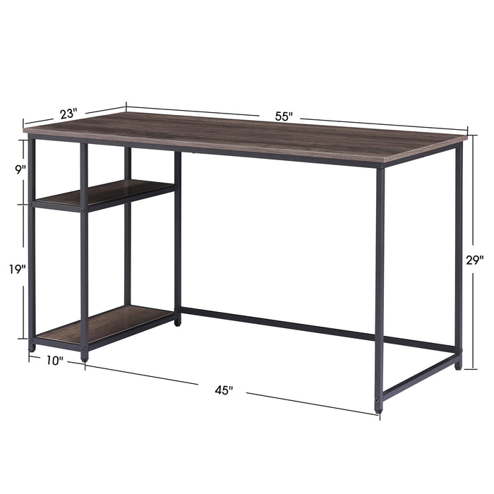 Mcombo Computer Desk with Shelves, Office Desk for Living Room,Small Desk with Storage Space 6090-WHALE