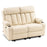 Mcombo Leather Power Loveseat Recliner, Electric Reclining Loveseat Sofa with Heat and Massage, Cup Holders, USB Charge Port for Living Room 6075/ 6095(with Console)