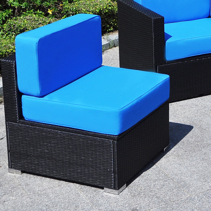 Mcombo Outdoor Patio Black Wicker Furniture Sectional Set All-Weather Resin Rattan Chair Modular Sofas with Water Resistant Cushion Covers 6082-60MD