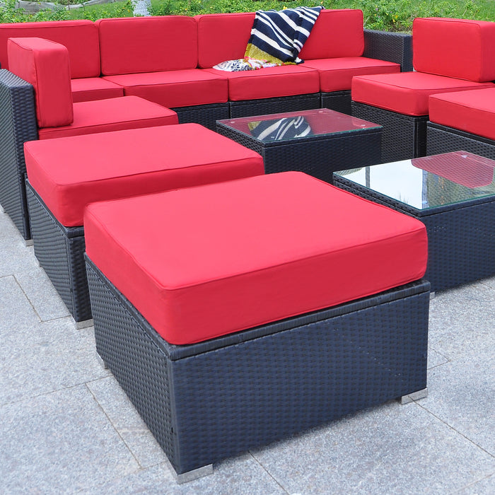 Mcombo Outdoor Patio Black Wicker Furniture Sectional Set All-Weather Resin Rattan Chair Modular Sofas with Water Resistant Cushion Covers 6082 -63ST