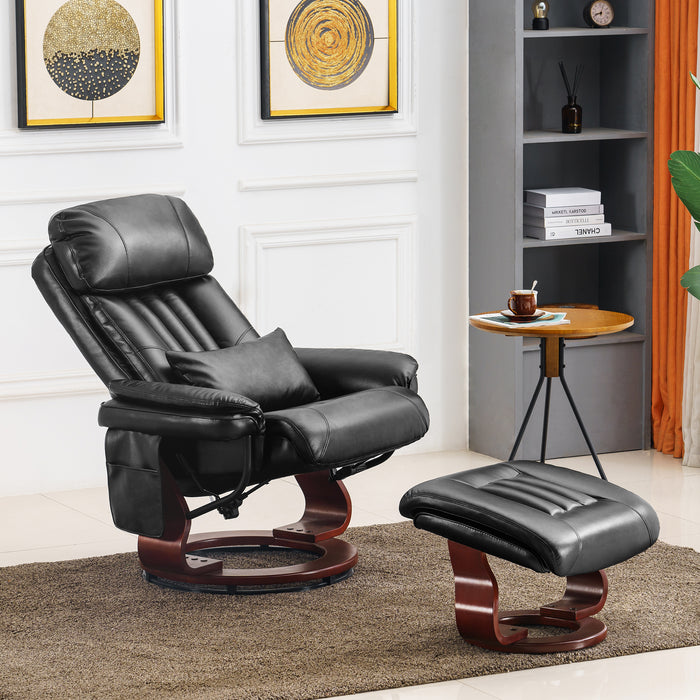 Mcombo Reclining Chairs with Ottoman, 360 Degrees Swivel Recliners with Massage, Faux Leather Ergonomic Lounge Chairs for Living Room Bedroom 4999