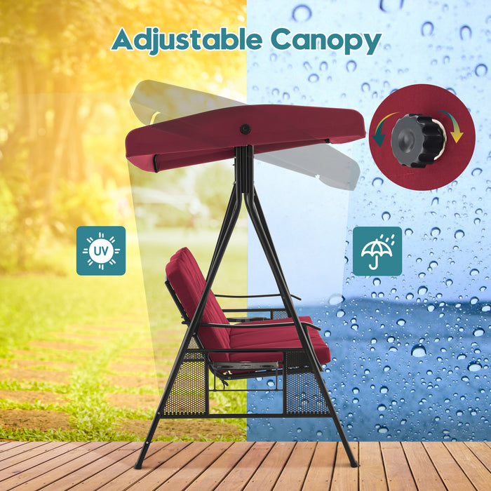 Mcombo 3 Seat Patio Swings with Canopy Outdoor Porch Swing Chair