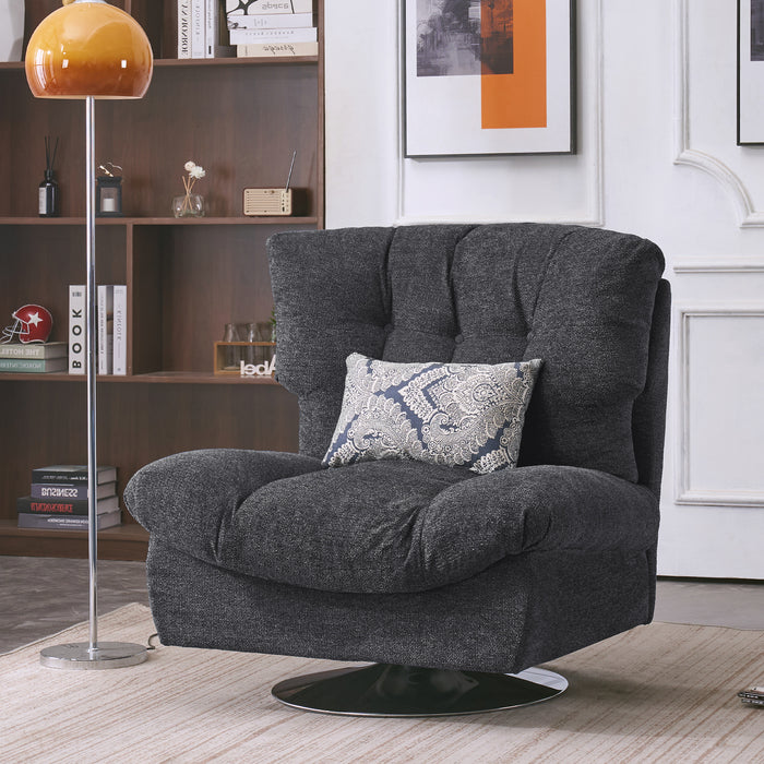 Mcombo Modern Swivel Accent Chairs, Button-Tufted Slipper Chair, Chenille Upholstered Wingback Leisure Sofa Chair for Living Room Bedroom LW753