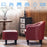 Mcombo Accent Club Chair, Barrel Chair with Ottoman, Faux Leather Arm Chair for Living Room Bedroom, Small Space 4022