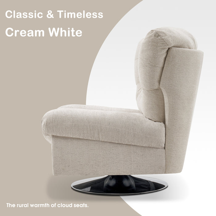 Mcombo Modern Swivel Accent Chairs, Button-Tufted Slipper Chair, Chenille Upholstered Wingback Leisure Sofa Chair for Living Room Bedroom LW753