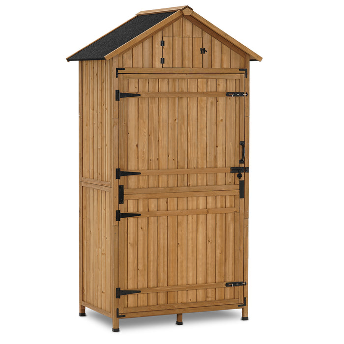 Mcombo Large Outdoor Storage Cabinet with Lock, Oversize Outdoor Storage Shed with Shelves, Outside Tall Garden Tool Shed with Floor for Backyard and Patio 1970