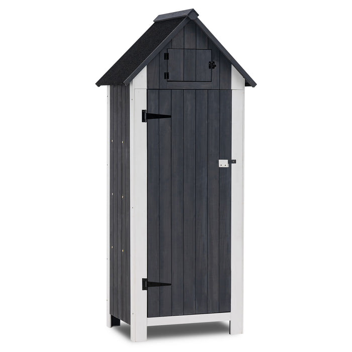 Mcombo 70” Wooden Garden Shed Wooden Lockers with Fir Wood, Fashionable Design with Double Doors Cabinet 6056-0770